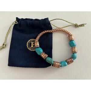 Bradford Exchange Touch Of Heaven Genuine Turquoise And Copper Healing Bracelet